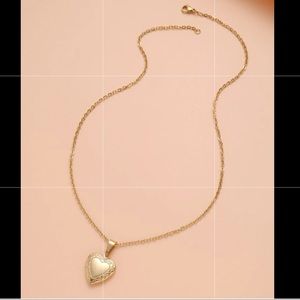 Gold Open Lock Heart Pendant Chain Necklace New